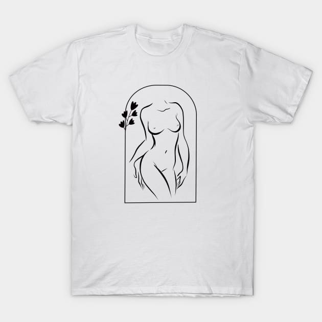 Woman Body Shirt, Body Line Shirt, Graphic Tee, Art Shirt, Cute Woman Shirt, Feminist Tee, Floral Woman Tee, T-Shirt by AestheticGoodsStudio